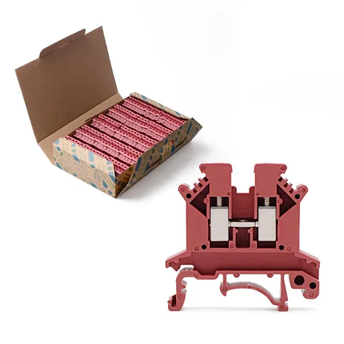 Red UK-2.5B Bloque de Terminales Tipo Riel Bloque de Terminales de Tierra de Seguridad de Voltaje y Corriente 800V 32A 2.5 mm Cuadrados Paquete de