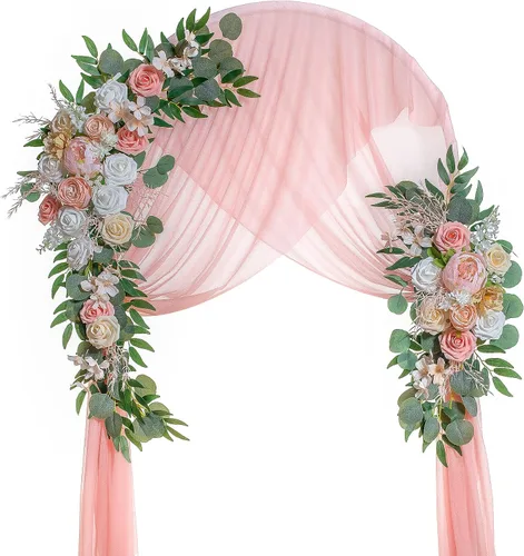 Miniatura 15 de Lisuun Flores de arco de boda, flores artificiales para decoración, guirnalda de flores grandes para estilos bohemios, decoración floral
