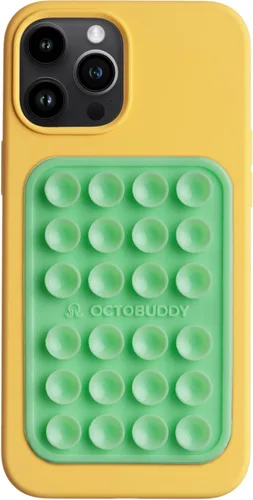 OCTOBUDDY Classic MAX - Funda de teléfono adhesiva de silicona con ventosa - Manos libres, soporte de agarre fuerte para selfies y videos - Verde