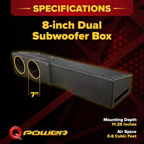 Miniatura 3 de Q Power Caja de subwoofer frontal doble de 8 pulgadas para debajo del asiento, subcaja Q-Bomb con puerto compatible con Chevy Silverado Crew Cab