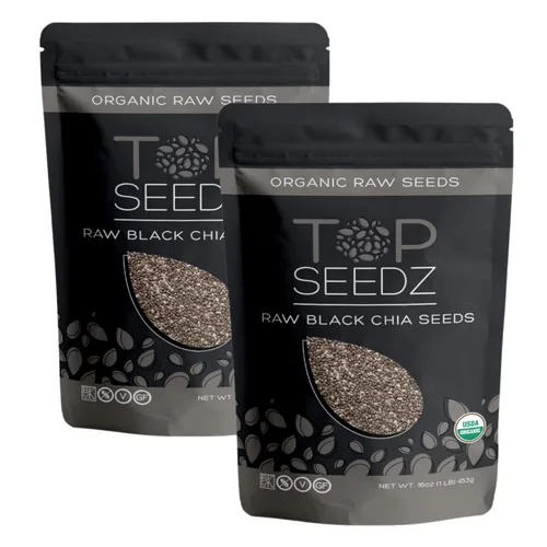 Top Seedz Semillas de chía negra crudas orgánicas certificadas por la USDA, frescas y sin sal, semillas de chía negra, sustituto de huevo, sin