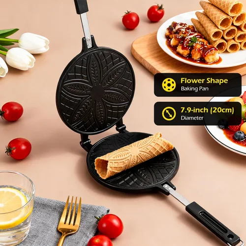 Miniatura 3 de Dyna-Living Máquina para hacer conos de gofres, máquina de cono de helado para el hogar, antiadherente, 7.9 pulgadas, molde para rollitos de huevo
