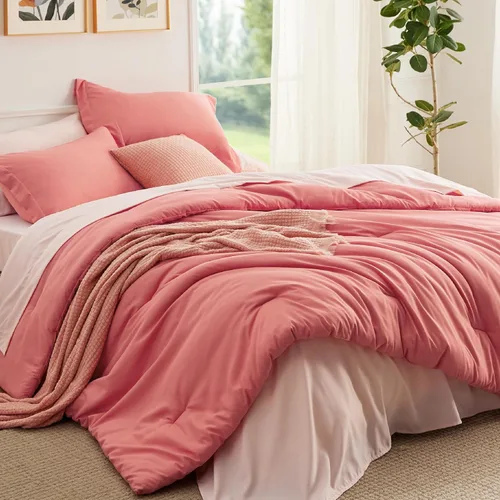 Miniatura 22 de Bedsure Juego de ropa de cama con edredón tamaño individual de 5 piezas, diseño bohemio contrastante, juego de cama en una bolsa con edredón