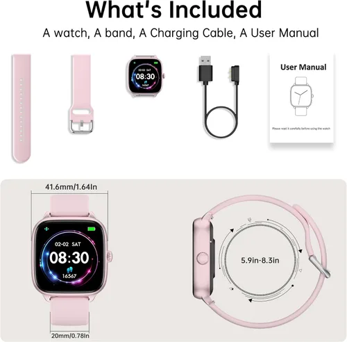 Miniatura 7 de JYUAJOI Reloj Inteligente de Salud y Fitness (Responder/Realizar Llamadas), Reloj Inteligente con Monitor de Frecuencia Cardíaca 24/7, Rastreador