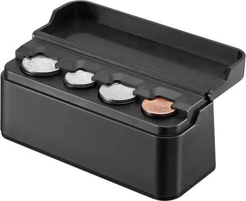 JOYTUTUS Soporte para monedas para organizador de cambios de automóvil, almacenamiento universal, dispensador de dinero para la mayoría de los Negro