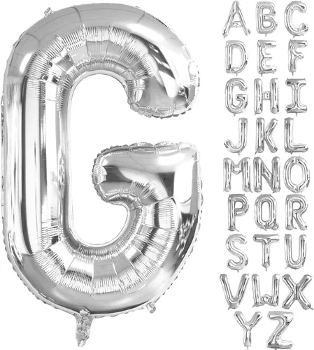 Lovoir Globos grandes de 40 pulgadas con la letra G de color plateado de gran tamaño, globo de helio de aluminio de Mylar para fiesta de cumpleaños,