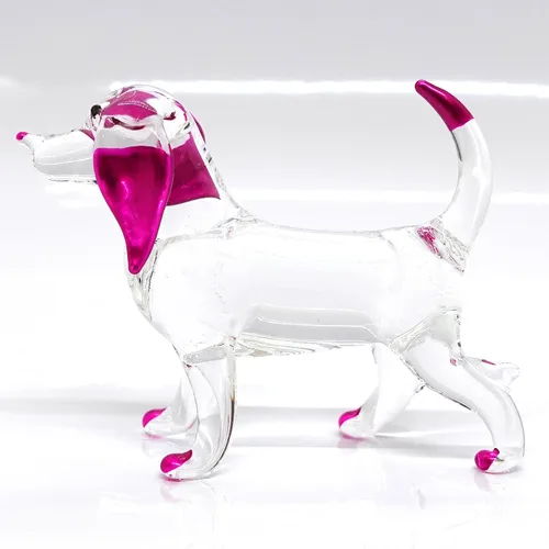 Miniatura 19 de Figuras en miniatura de perro salchicha soplado a mano, arte de animales coleccionables, regalo para decoración del hogar (4 pulgadas, azul negro)