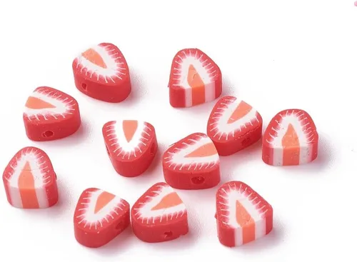 Miniatura 8 de Cuentas de arcilla polimérica hechas a mano con forma de fruta mixta, cuentas sueltas de color mixto, cuentas espaciadoras para hacer joyas