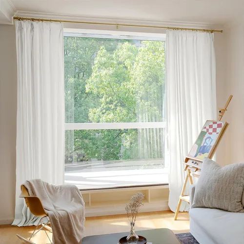 TWOPAGES Cortina plisada natural para ventana pequeña, 26 pulgadas de ancho x 63 pulgadas de largo, cortina natural para filtrar la luz para sala de