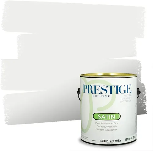 Miniatura 56 de Prestige Paints - Pintura y sellador 2 en 1 para exteriores, 1 galón, plana, similar a Sherwin Williams Snowfall, P100-P-SW6000
