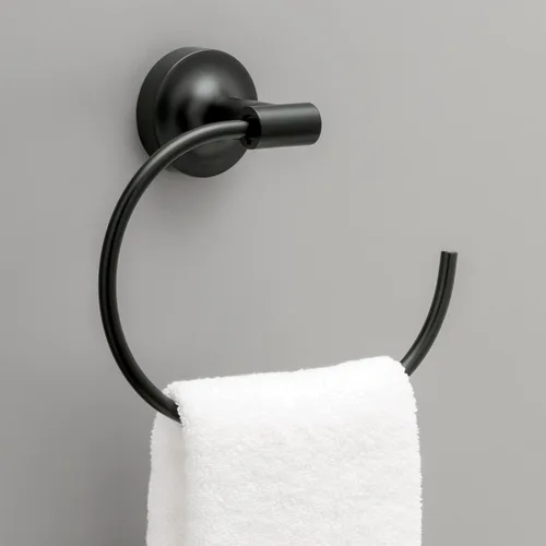 Miniatura 3 de Franklin Brass Voisin - Juego de 4 toalleros de baño negro mate de 24 pulgadas, soporte para papel higiénico, soporte para toallas de mano, gancho