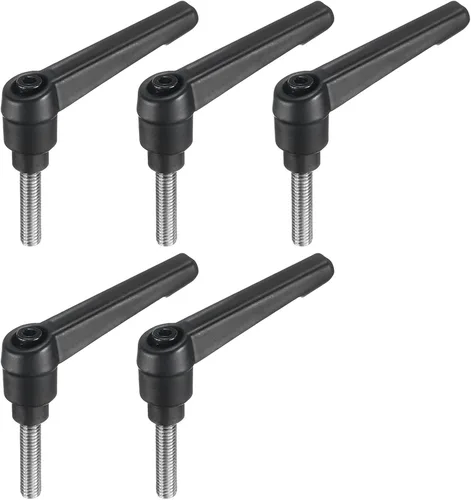 Miniatura 14 de uxcell 5 piezas de manija de palanca de sujeción ajustable M5 x 1.969 in de óxido negro métrico de acero al carbono macho roscado perillas de mano