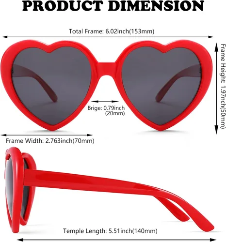 Miniatura 4 de NULOOQ Gafas de sol polarizadas en forma de corazón para mujer, estilo retro a la moda, marco grande, estilo encantador con protección UV 100%