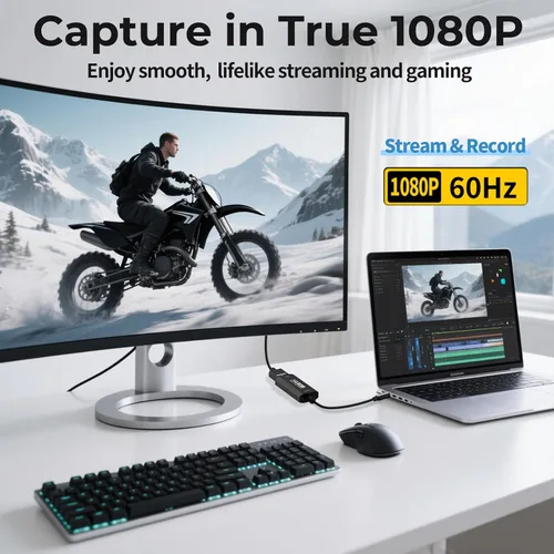 Miniatura 4 de GUERMOK Tarjeta de captura de video, USB 3.0 HDMI a USB-C dispositivo de captura, transmisión y grabación a 2K @30FPS 1080P @60FPS, compatible