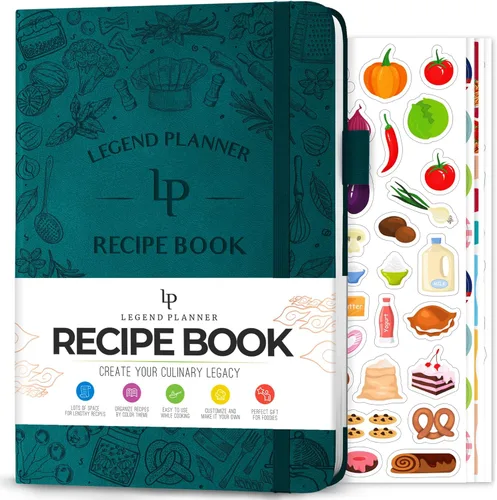 Miniatura 18 de Legend - Libro de recetas familiar en blanco para escribir tus propias recetas, diario de cocina vacío, cuaderno de cocina personalizado, tapa dura