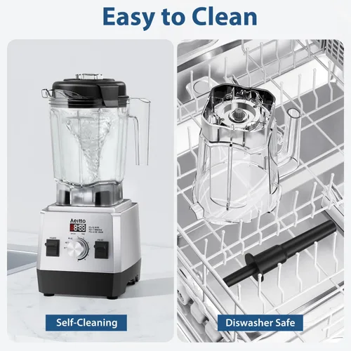 Miniatura 4 de Aeitto Licuadoras para cocina con 68 onzas de gran capacidad, licuadora de batidos de potencia máxima de 1800 W, 3 programas preestablecidos y 7