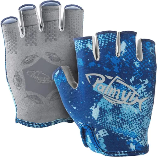 Miniatura 10 de Palmyth Guantes de pesca UV Stubby con protección solar para hombres y mujeres, UPF 50+ SPF para kayak, remo, canoa, remo, conducción Camo Negro