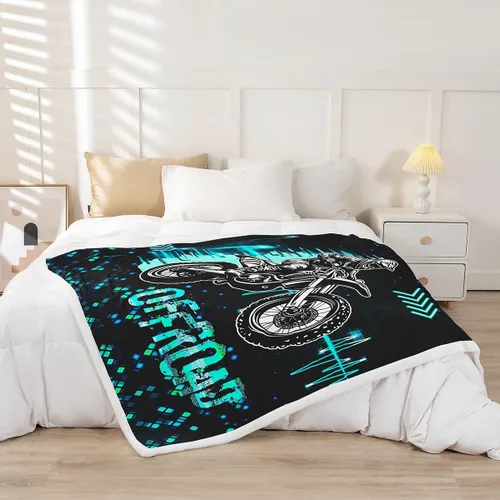 Miniatura 2 de Castle Fairy Motorcross - Manta geométrica para niños, azul neón, verde, ligera, geométrica, para deportes extremos, juegos de deportes extremos