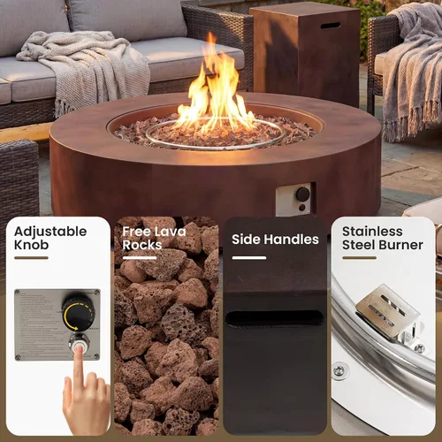 Miniatura 4 de COSIEST mesa cuadrada de propano para exteriores de arenisca con protector contra el viento, certificada, quemador de acero inoxidable de 50,000