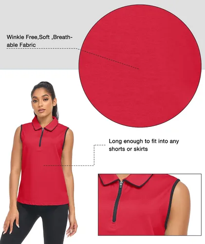 Miniatura 5 de SWISSWELL Camisas de golf para mujer, sin mangas, sin arrugas, estampado casual, verano, SMLXLXXL
