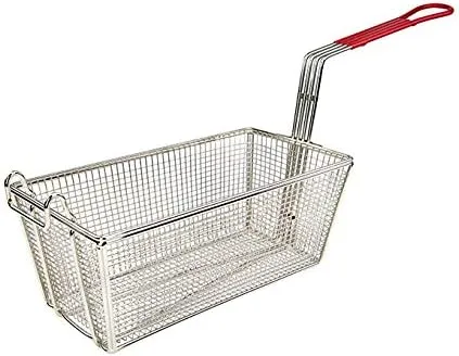 Miniatura 7 de Tiger Chef Prensa de la cesta de la freír del acero inoxidable con la manija plástica roja de 11 pulgadas