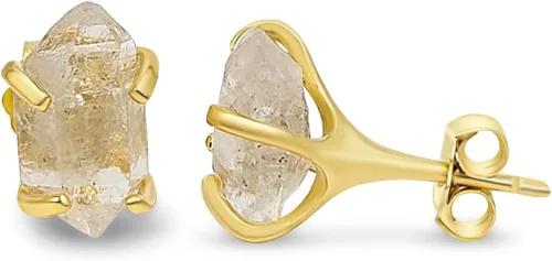Miniatura 29 de Aretes de piedra preciosa natural en bruto con oro amarillo sobre plata de ley 925, 6 a 0.276 in, regalo de piedra de nacimiento de calidad genuina