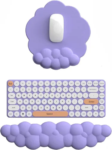 Miniatura 9 de Cloud - Juego de reposamuñecas para teclado y alfombrilla para mouse con reposamuñecas ergonómico, lindo soporte para reposamuñecas de espuma Blanco