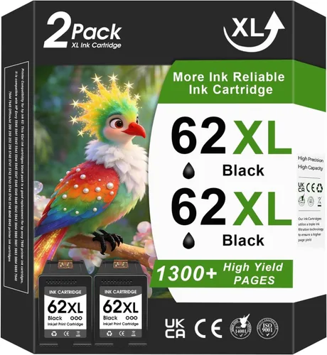 62XL - Cartuchos de tinta negros y colores de alto rendimiento compatibles con HP Ink 62 62xl cartucho de tinta apto para impresora HP Envy 5660