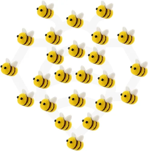 Miniatura 8 de CINPIUK Juego de 12 abejas de fieltro para manualidades, fieltro de lana de abejorro de felpa para decoración de bandejas escalonadas, recuerdos