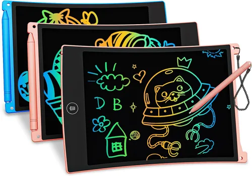 Miniatura 13 de bravokids Paquete de 24 tabletas de escritura LCD con lápiz capacitivo, tablero de dibujo colorido de 8.5 pulgadas para niños, juegos de viaje