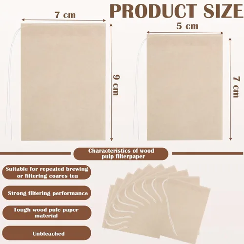 Miniatura 2 de Bolsas de té para té de hojas sueltas - Mini bolsas de té vacías, bolsa de filtro desechable, bolsa vacía con cordón biodegradable y compostable