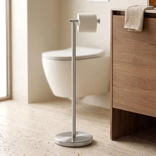 KES Soporte de papel higiénico de 26 pulgadas de alto (versión más grande), soporte de rollo de papel higiénico independiente con base pesada para