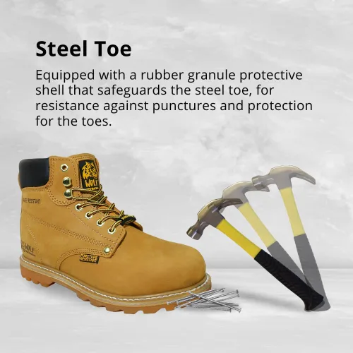 Miniatura 4 de Wolf Work Boot 100% Genuine Upper Leather Oil, Impact, Abrasion Resistant Electrical Hazards Non-Slip Rubber Sole Steel Toe Padded