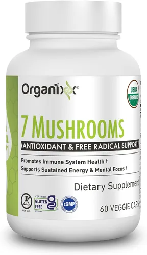 Miniatura 6 de Organixx USDA Organic Mushroom Supplement, 7 Fermented Mushrooms – Lions Mane, Shiitake, Cordyceps, Turkey Tail, Reishi – for Immune & Digestion