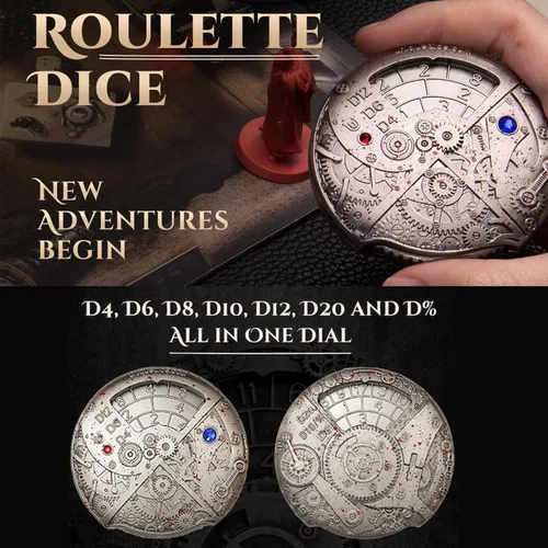 Miniatura 2 de UD - Juego de dados mecánicos de ruleta únicos DND Steampunk Dragones de metal D y D con dados TRPG DND 7 en 1 Spinner Metal D&D Juego de dados