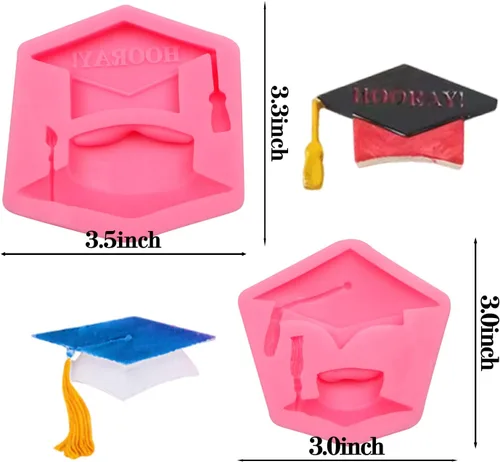 Miniatura 2 de Moldes de silicona para chocolate con tapa de graduación, moldes para hornear fondant de graduación 2023 para decoración de pasteles, decoración