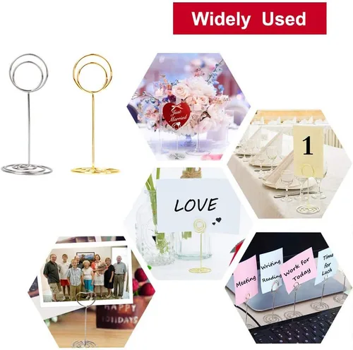 Miniatura 3 de Paquete de 20 soportes para números de mesa, tarjetero para fotos, para bodas, fiestas de cumpleaños Dorado