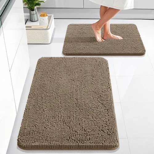 Miniatura 199 de OLANLY Juego de alfombras de baño de 2 piezas, alfombras de baño de chenilla suave y absorbente y alfombra de contorno en forma de U para inodoro