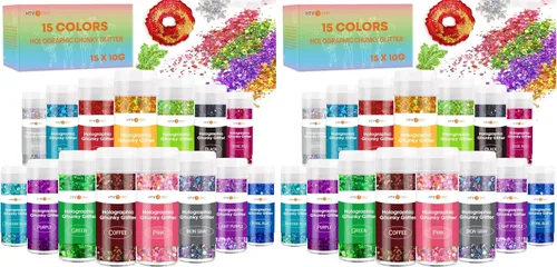 Miniatura 8 de HTVRONT - Purpurina gruesa holográfica - 100g/3.53oz, color azul, para resina, artesanía, uñas, vaso, maquillaje