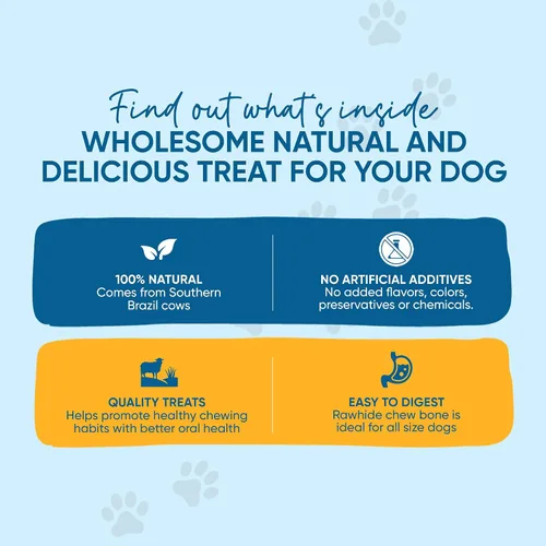 Miniatura 4 de 123 Treats Huesos masticables de cuero crudo para perros de 3-4 pulgadas (50 unidades) Huesos de perro de cuero crudo de alta calidad Ganado