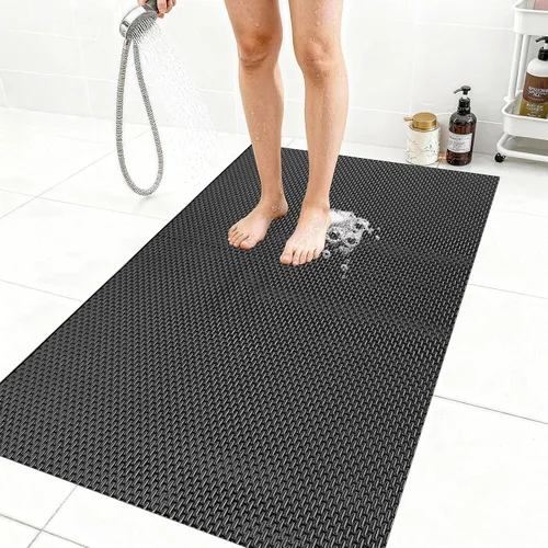 Miniatura 29 de Alfombrilla de ducha extra grande antideslizante, alfombrilla de baño de PVC de secado rápido y para bañera, diseño con agujeros de drenaje