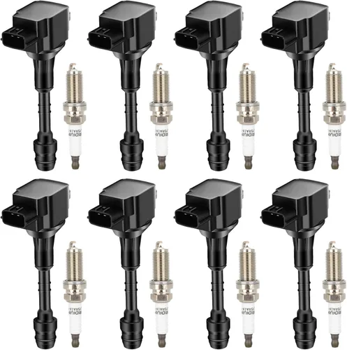 Miniatura 3 de Bobinas de bobina de encendido y bujías de iridio UF510 para Nissan 2004 2005 2006 QX56 Titan 2005 2006 Armada 5.6L
