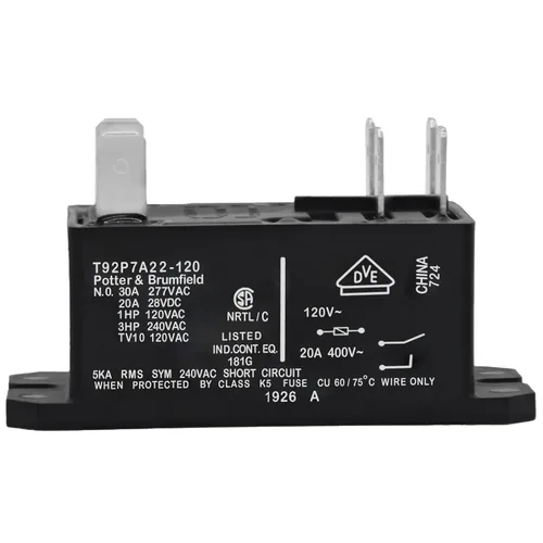 Miniatura 6 de Relé de energía T92P7A22-120, DPST-NO (2 Forma A) - 120VAC, 30A, Relé de propósito general de 6 pines, reemplaza la pieza 10459304