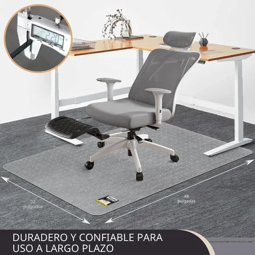 Miniatura 4 de Alfombrilla para Silla de Oficina Kuyal para Alfombra, 32x48 Transparente de Alta Resistencia, Protector Bajo Escritorio para Pisos Alfombrados