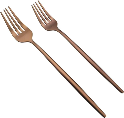 Miniatura 3 de Juego de cubiertos de cobre mate, acabado satinado, 20 piezas, acero inoxidable 18/10, cuchara, tenedor y cuchillo, servicio para 4, utensilios