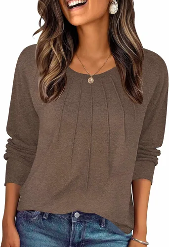 Miniatura 29 de Zeagoo Blusas de otoño para mujer, camisas de manga larga, blusas casuales de algodón, blusas plisadas elegantes 2025