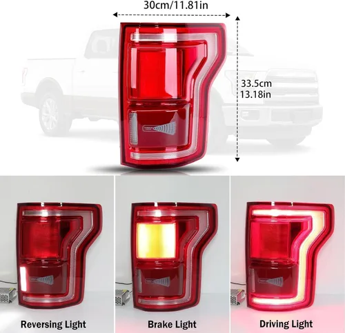 Miniatura 5 de Montaje de luz trasera LED Compatible con Ford F150 Raptor Lariat Limited Platinum King Ranch 2015 2016 2017 Lado del pasajero derecho Luz trasera