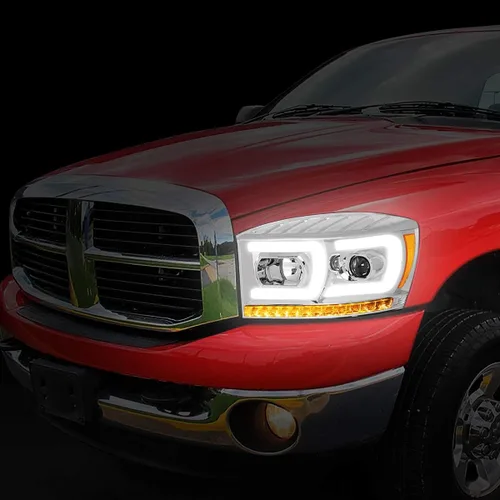 Miniatura 17 de DNA MOTORING HL-HPL-RM06-G-CH-AM LED U-Bar DRL Faros de señal de giro perseguidores compatibles con Dodge Ram 1500 06-08/Dodge Ram 2500 3500 06-09