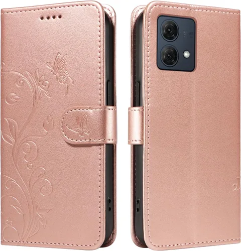 Miniatura 85 de Funda para Motorola Moto E22/E22i, piel sintética, con tarjetero y correa para la muñeca, a prueba de golpes, funda magnética para Motorola Moto Rojo