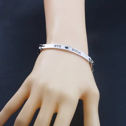 Miniatura 4 de WENATA Kpop Bangtan - Pulsera de cadena para niños con texto en inglés "To Love Yourself Army SUGA J-Hope JIN V Jimin RM JK, pulsera de cadena